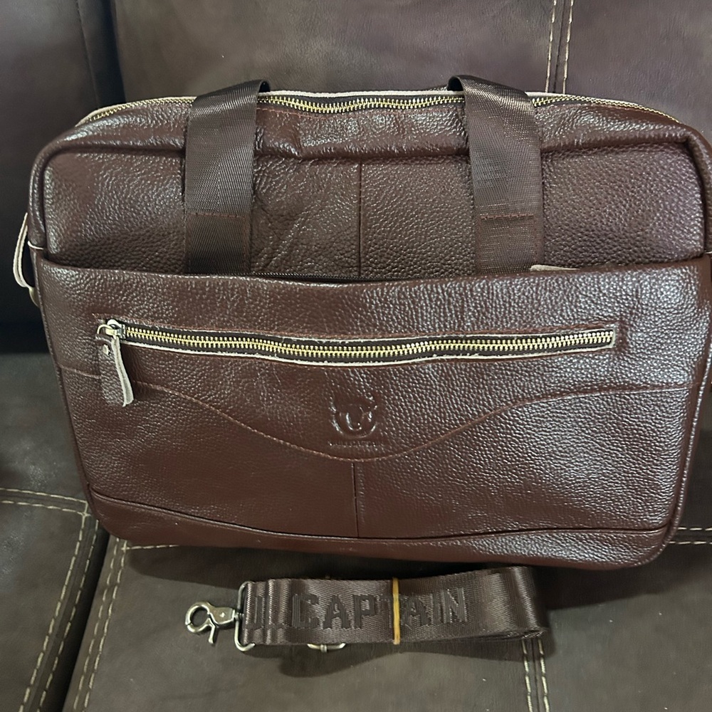 Bullcaptain brown Leather Men's Bag